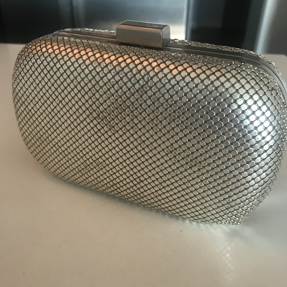 Whiting & Davis Chrome Lattice Silver Clutch
